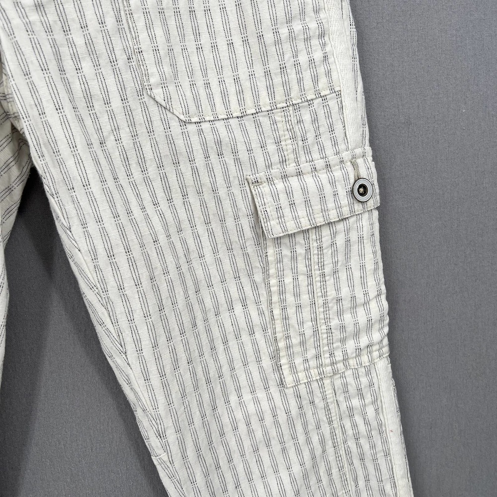 ANTHROPOLOGIE HEI HEI Pants Womens 4 Off White Cotton Striped Pant Wander Cargo - Picture 7 of 13